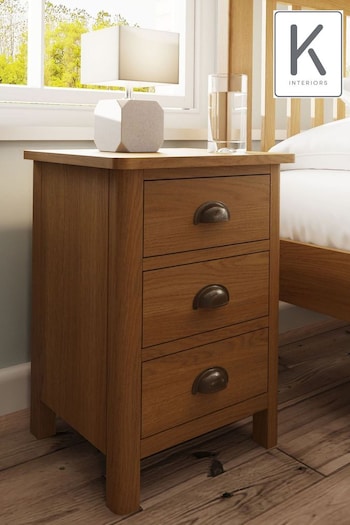 K Interiors Oak Lana 3 Drawer Bedside Table (638909) | £165
