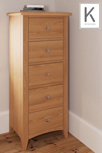 K Interiors Natural Oak Astley 5 Drawer Narrow Chest (638956) | £340