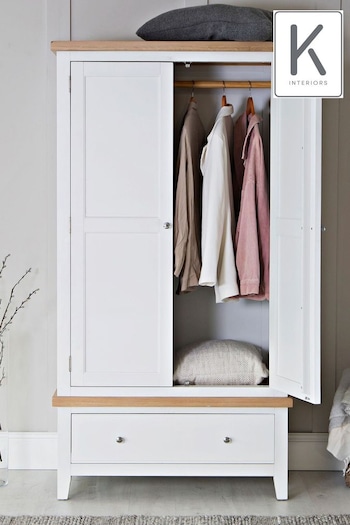 K Interiors White Oak Windsor Solid Wood 2 Door Wardrobe (639012) | £845