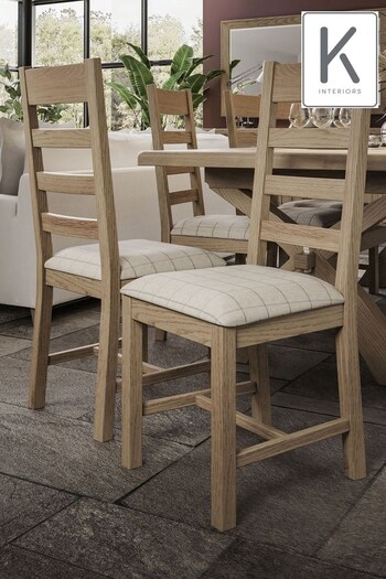 K Interiors Smoked Oak Embleton Slatted Chair Fabric Seat (639029) | £340