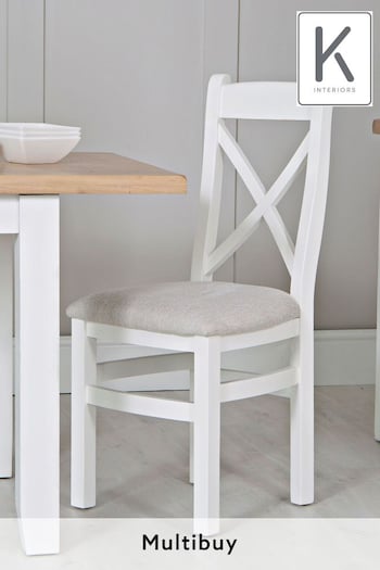 K Interiors White Oak K Interiors Windsor Cross Back Fabric Seat Dining Chair Set of 2 (639069) | £395