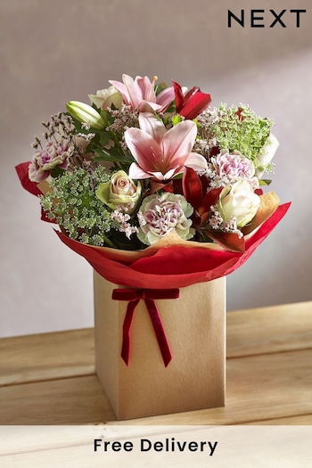 Pink Fresh Flower Bouquet in Gift Bag (639084) | £35