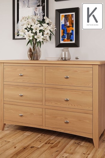 K Interiors Natural Oak Astley 6 Drawer Chest (639198) | £455