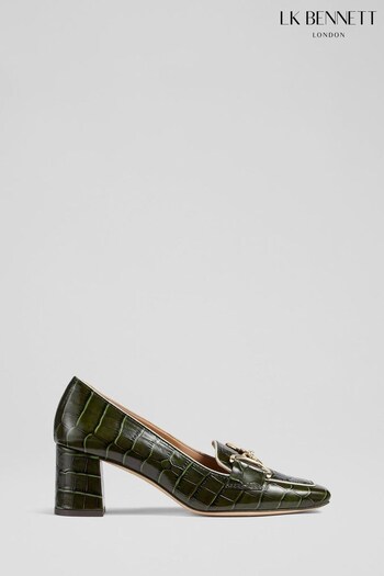 LK Bennett Bottle Green	Samantha Croc-Effect Leather Snaffle-Detail Court Shoes (639390) | £299
