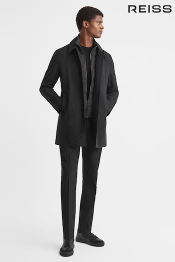 Reiss Black Perrin Jacket With Removable Funnel-Neck Insert (639396) | £298