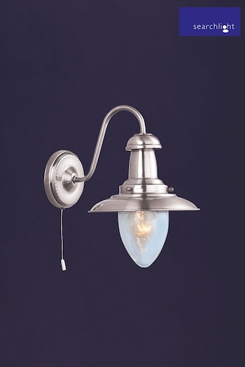 Searchlight Satin Silver Dover Wall Light With Seeded Glass (639515) | £43