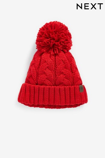 Red Knitted Cable Pom Hat (1-16yrs) (639687) | £6 - £10