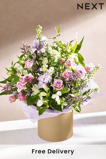 Lilac Purple Fresh Flower Bouquet in Hatbox (639714) | £35
