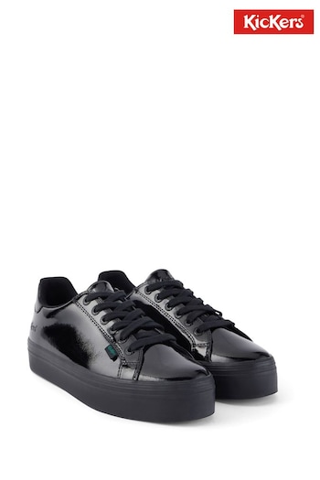 Kickers Youth Tovni Stack Patent Leather Black Shoes (639775) | £60