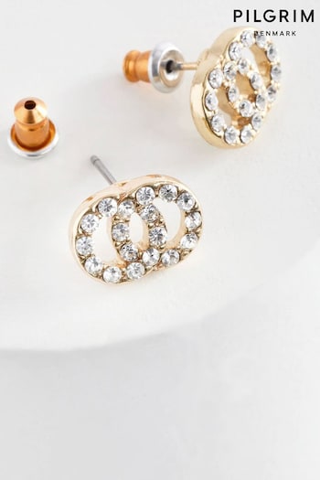 PILGRIM Gold Plated Elaine Plated Crystal Earrings (639939) | £15