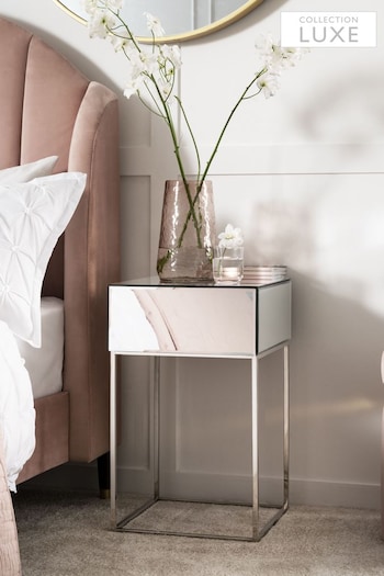 Mirror Sloane Glass Collection Luxe 1 Drawer Bedside Table (639997) | £199