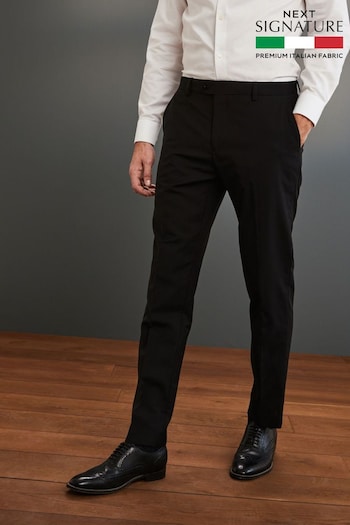 Black Slim Signature Tollegno Wool Suit: Trousers (640184) | £69
