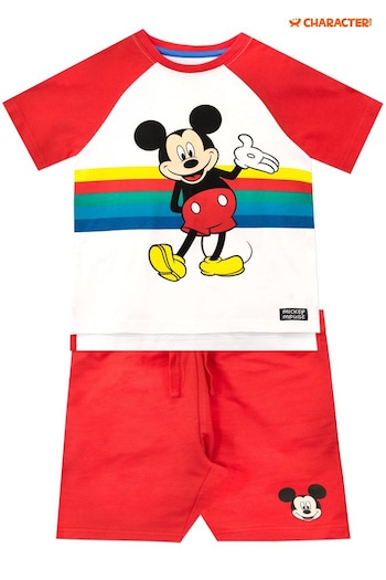 Character White Mickey Mouse Disney Shorts and T-Shirt Set (640266) | £14