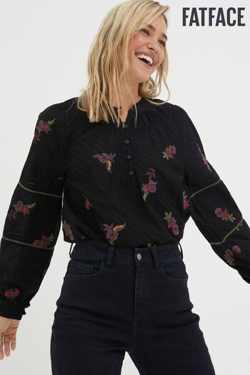 FatFace Black Chessie Embroidered Blouse (640361) | £59