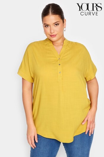 Yours Curve Yellow Half Placket Blouse (640653) | £24