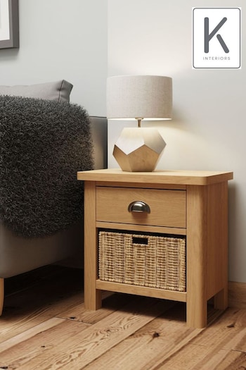 K Interiors Oak Lana Solid Wood 1 Drawer 1 Basket Cabinet (640777) | £175