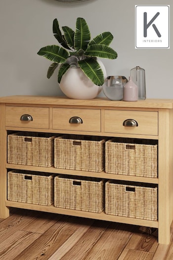 K Interiors Oak Lana 3 Drawer 6 Basket Cabinet (640790) | £415
