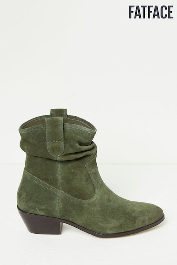 FatFace Green Polly Western Ankle Slouch Boots (640812) | £79