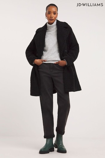JD Williams Black Borg Teddy Fur Coat (640975) | £65