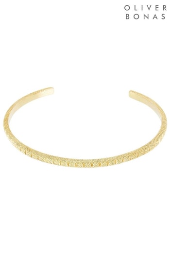 Oliver Bonas Gold Plated Ray Textured Cuff Bracelet (640976) | £45