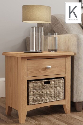 K Interiors Natural Oak Astley 1 Drawer 1 Basket Cabinet (640978) | £165