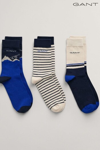 GANT Blue Alpine Jacquard Socks 3 Packs (641106) | £20