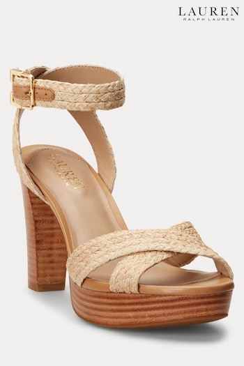 Lauren Ralph Lauren Natural Sasha Raffia Platform Sandals (641163) | £189