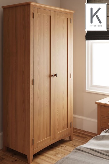 K Interiors Natural Oak Astley 2 Door Full Hanging Wardrobe (641270) | £615