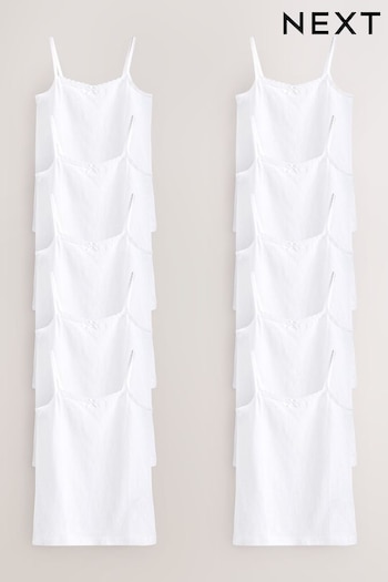 White Lace Trim Cami Vest 10 Pack (1.5-16yrs) (641576) | £20 - £28