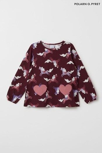 Polarn O Pyret Red Organic Horse Print Top with Heart Pockets (641748) | £30