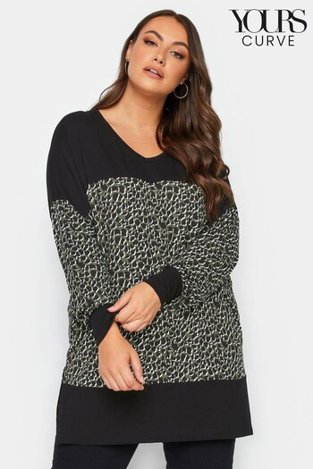 Yours Curve Black Panel Long Sleeve Top (641948) | £24