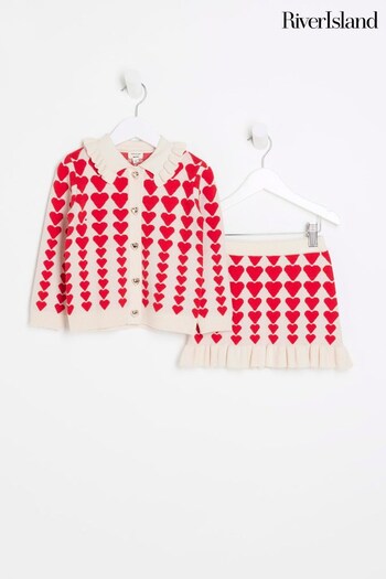 River Island Red Girls Heart Skirt Set (642112) | £35