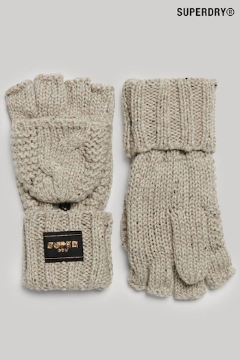 Superdry Brown Cable Knit Gloves (642345) | £23