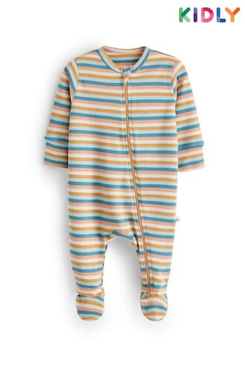 KIDLY Organic Zip Blue/Brown Sleepsuit (642357) | £22