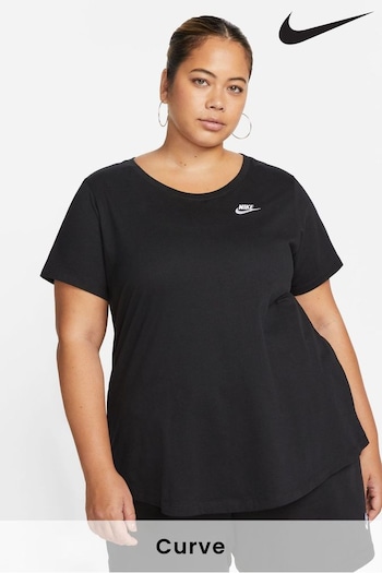 Nike Black Curve Sportswear weave Club Essentials T-Shirt (642404) | £23