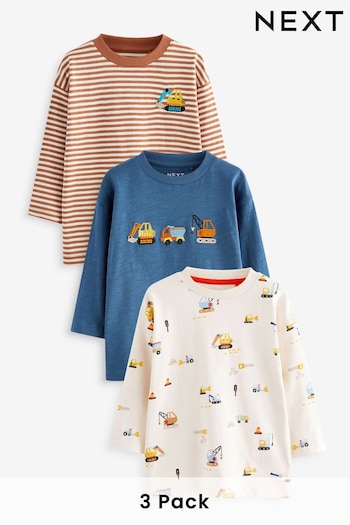 Blue Diggers Long Sleeve Transport T-Shirts woven 3 Pack (3mths-7yrs) (642504) | £16 - £20