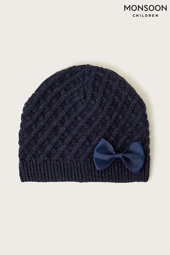 Monsoon Blue Bow Detail Beanie Hat (642951) | £13 - £14