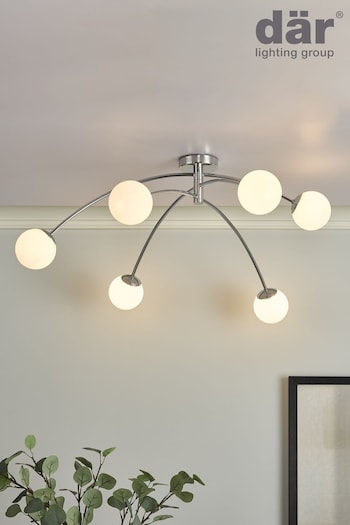 Dar Lighting Silver Puglia 6 Light Semi Flush Fitting Ceiling Light (643241) | £99