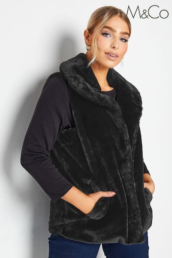 M&Co Black Plush Fur Gilet (643253) | £60