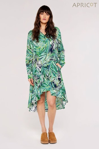 Apricot Blue & Green Multi Layer Tropical Hi-Lo Shirt Dress (643292) | £35