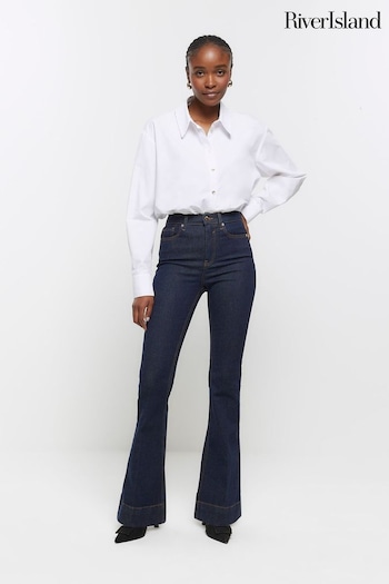 River Island Blue High Rise Flare Jeans (643576) | £48
