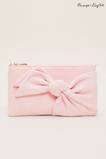Phase Eight Pink Suede Bow Clutch Bag (643588) | £37