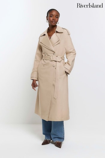 River Island Brown Double Collar Belted Trench Coat (643666) | £90