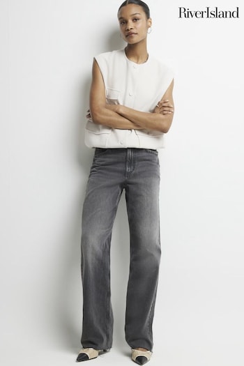 River Island Black River Island High Rise Relaxed Straight Jeans (643748) | £40