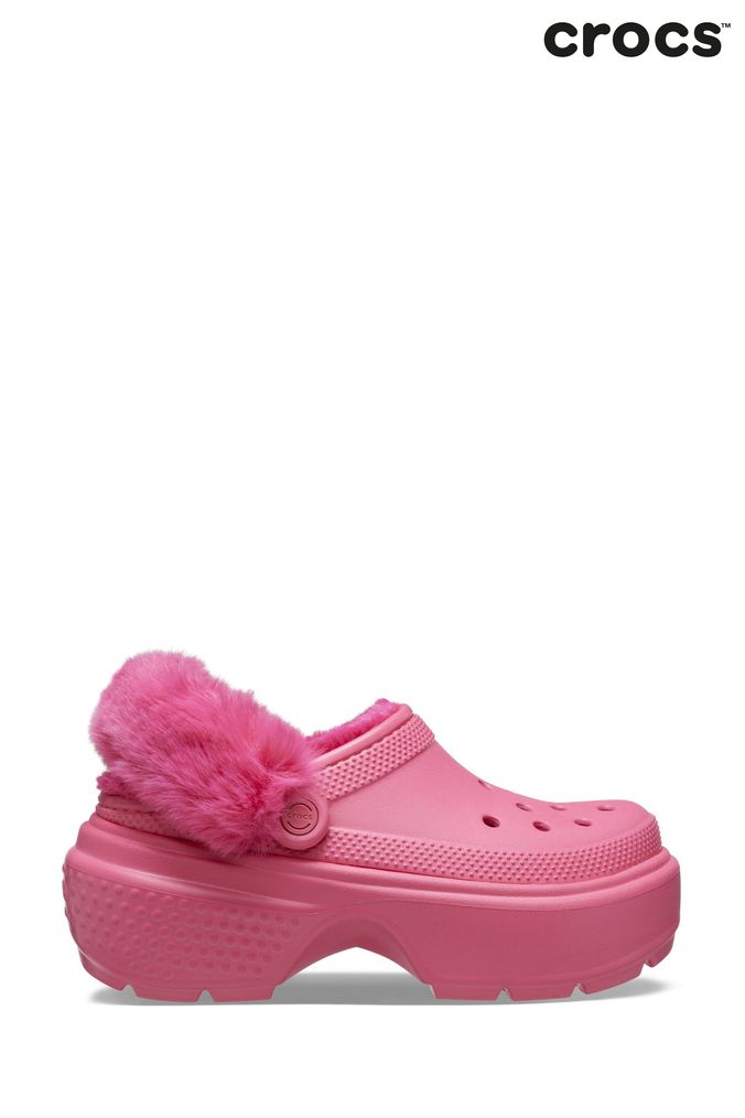 Light pink shop fuzzy crocs