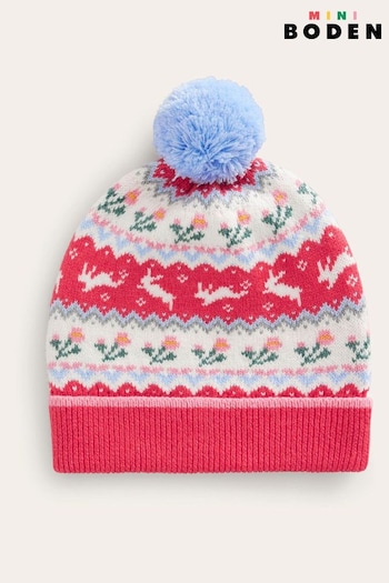 Boden Pink Fairisle Pattern Knitted Beanie (643982) | £17 - £19