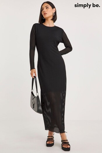 Simply Be Textured Jersey Black Midi Dress (644242) | £36
