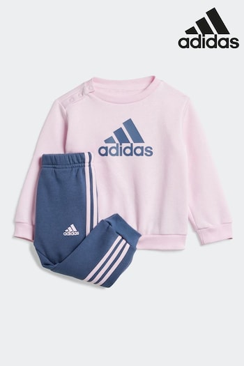 adidas stabil Pink/Blue Sportswear Badge Of Sport Joggers Set (644265) | £28