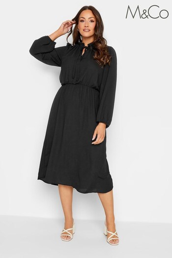 M&Co Black Tie Neck Elasticated Waist Dress (644286) | £34