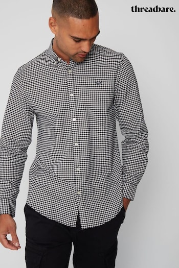 Threadbare Black Cotton Long Sleeve Check Shirt (644460) | £24